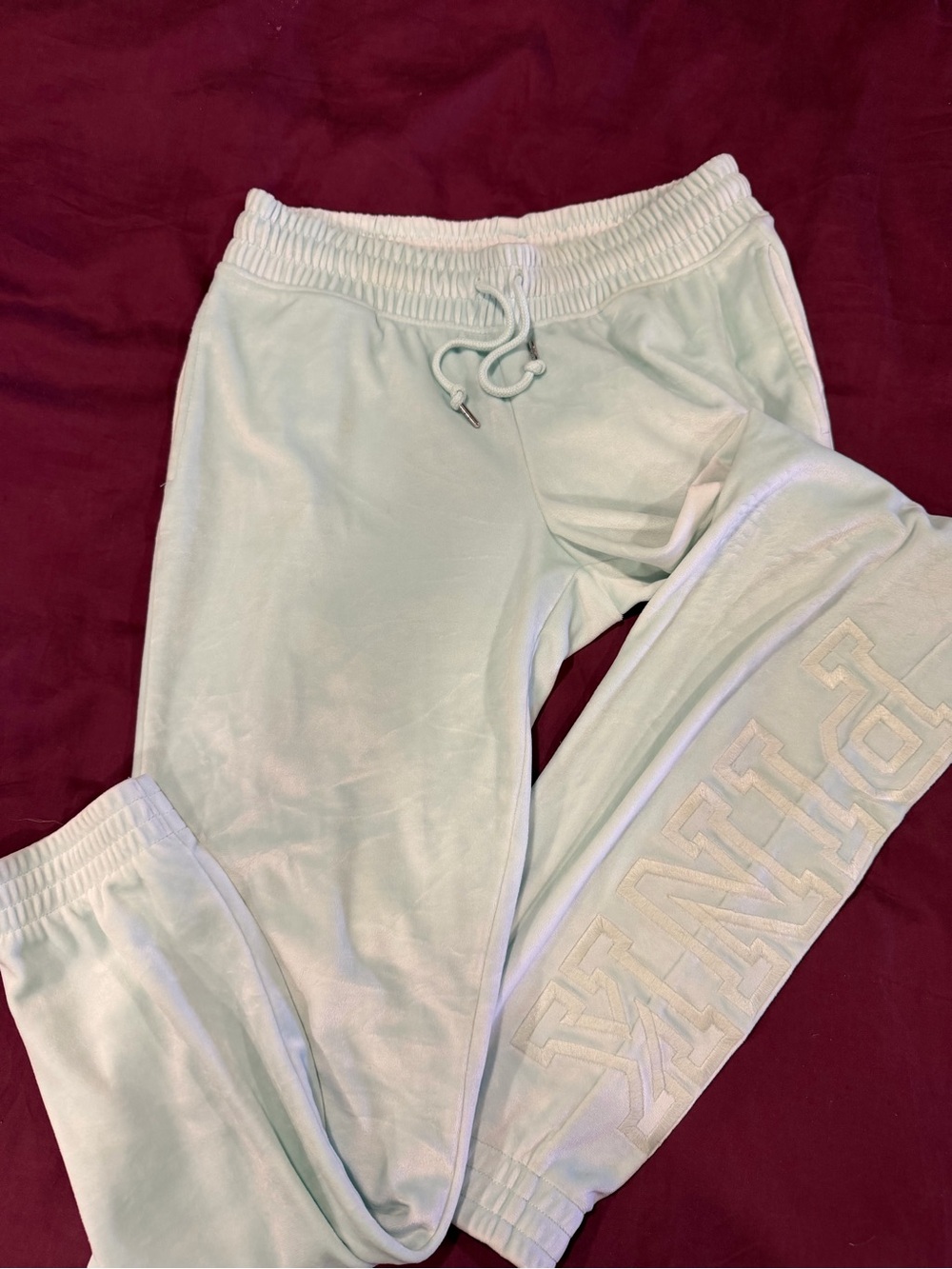 PINK Victoria's Secret Light Mint Green Joggers with Embroidered Logo